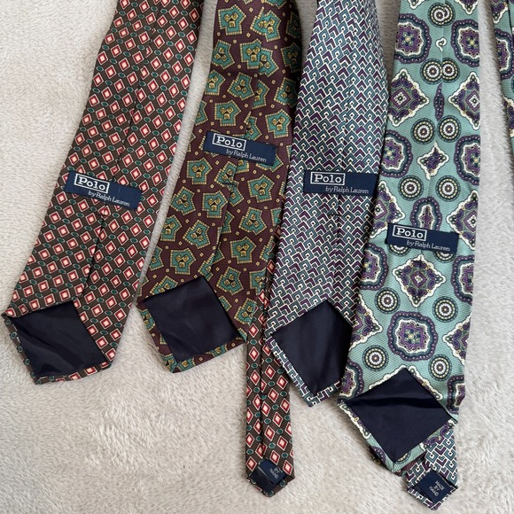 VTG Set Of 4‎ Polo By Ralph Lauren Pointed Necktie Mens OS Multicolor Preowned - Picture 2 of 3